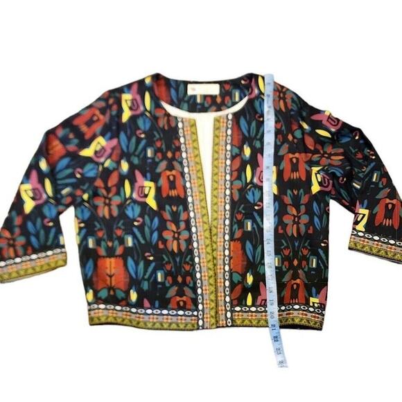 Buenos Ninos Women's Sz L Colorful Open Front Short Retro Chic Jacket - Picture 6 of 9